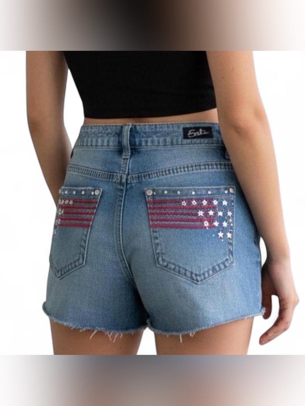 Vintage y2k Earl Jeans Denim Bling Shorts McBling American Flag sz 6